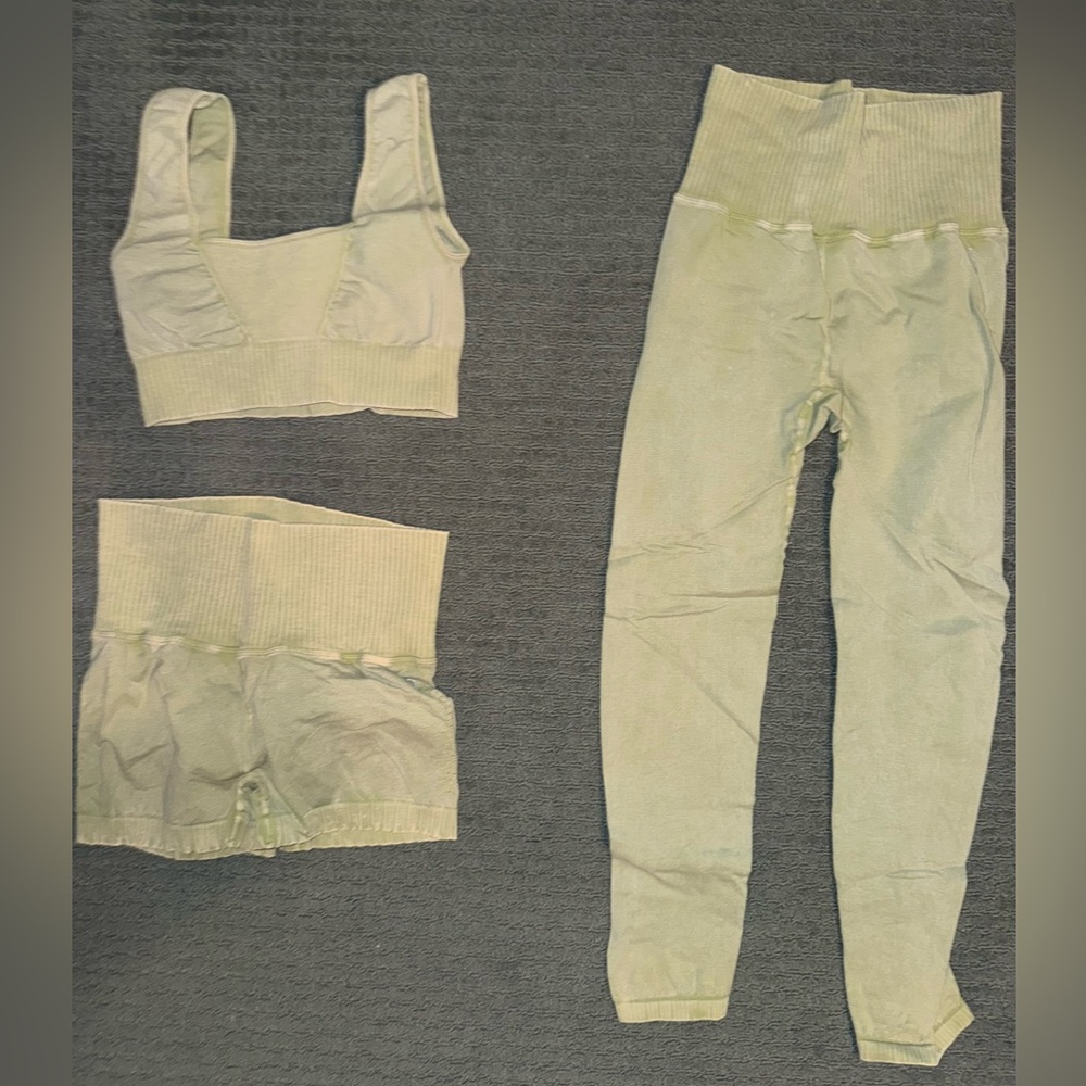 FP Movement by Free People Pale Green Athletic Shorts & Leggings Set